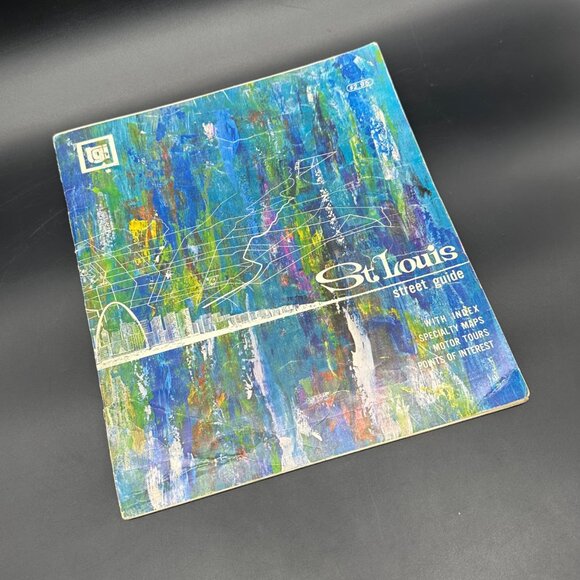 Vintage St Louis Street Guide 1970 Maps Mid Century Modern Missouri Blue Green - Picture 1 of 15
